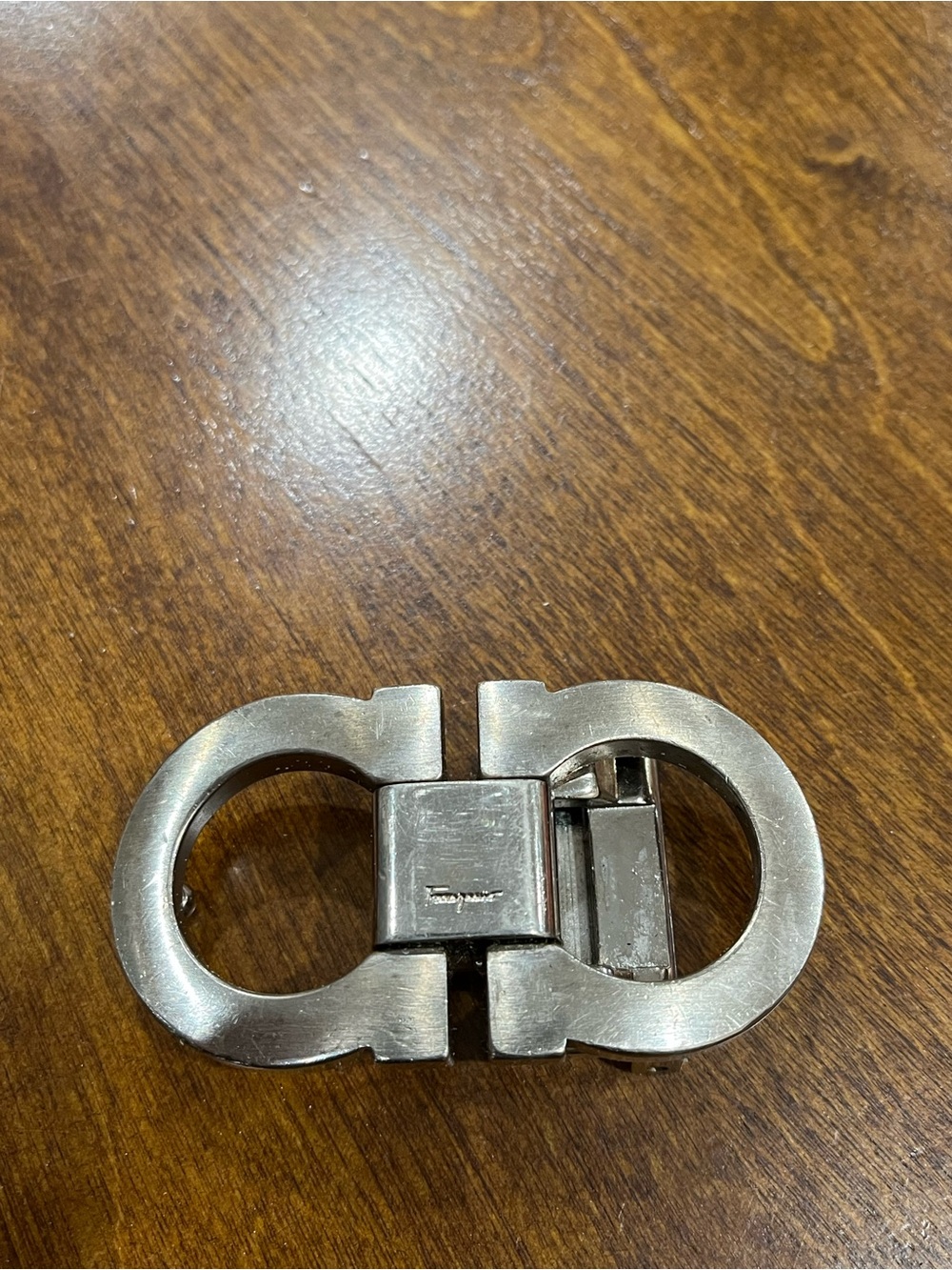 Salvatore Ferragamo Men's Silver Double Gancini Hardware Buckle